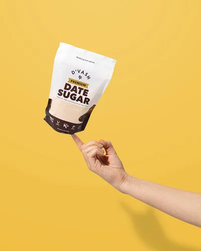 Vista 5 de Azúcar de dátiles (1 bolsa de 8.8 onzas) 8.82 oz D'Vash Dátiles secos molidos totalmente naturales, polvo, vegano, paleo, sustituto del azúcar