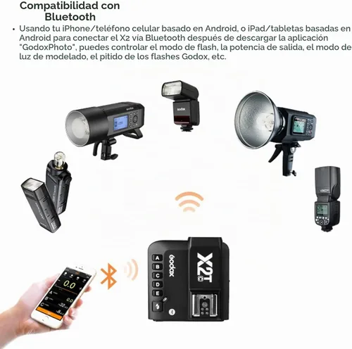 Vista 3 de Godox X2T-C TTL Disparador de flash inalámbrico para Canon, conexión Bluetooth HSS 1/8000s compatible con controlador de aplicación iOS/Android