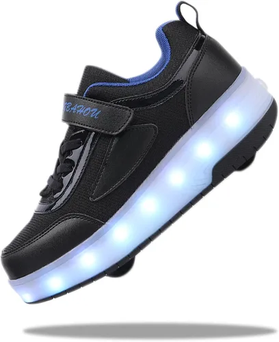 Vista 17 de Zapatos para niños con ruedas - 4 en 1 Zapatos con ruedas iluminados con luces LED recargables por USB para regalos de Navidad y escuela