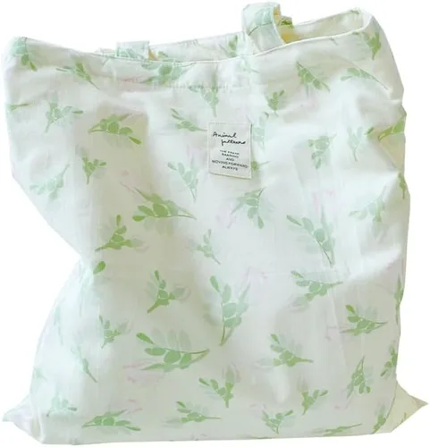 Vista 18 de Floral Canvas Tote Bag Double-Sided Printed Cloth Cotton Tote Floral Shoulder Bags for Beach Travel Shopping Grocery