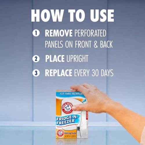 Vista 8 de Arm & Hammer Bicarbonato de Sodio Absorbedor de Olores para Nevera y Congelador, Naranja 14 oz, Paquete de 12