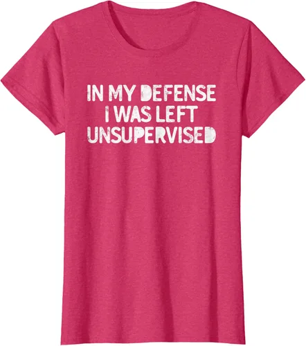 Vista 12 de Camiseta divertida con texto en inglés "Saying In My Defense I Was Left Unsupervised" Negro