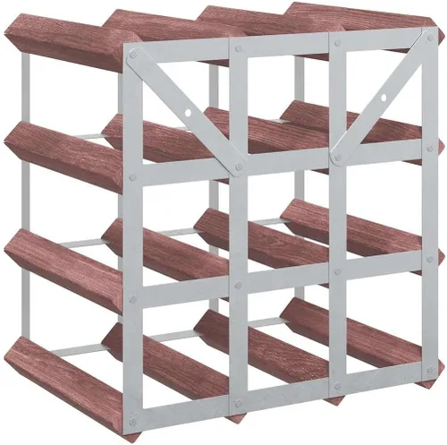 Vista 7 de 4 Tier Rustic Wine Rack for 12 Bottles, Brown Solid Pine Wood with Galvanized Steel Frame