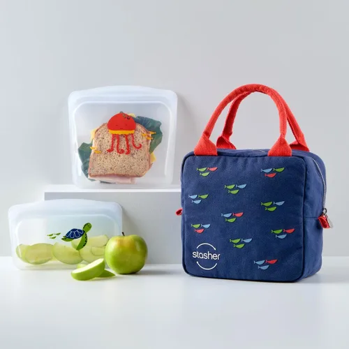 Vista 3 de Stasher - Colección de almuerzo reutilizable para niños, paquete de 3 con bolsa de almuerzo Food-Safe Silicone, BPA-Free, Leak-Free, Eco-Friendly