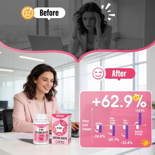 Vista 6 de Reductor de cortisol, suplemento de cortisol 17 en 1 para mujeres, armonía hormonal para mujeres con Ashwagandha, Rhodiola Rosea, glicinato