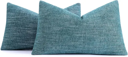 Vista 20 de decorUhome Juego de 2 fundas de almohada decorativas de felpilla otoñal de 12 x 20 pulgadas, fundas de almohada lumbares de granja neutra con Azul