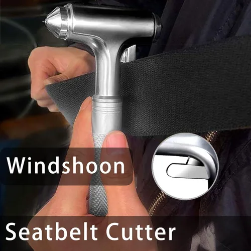 Vista 4 de Cortador de cinturón de seguridad para romper ventanas, herramienta de escape totalmente metálica ignífuga, herramienta de escape de cinturón