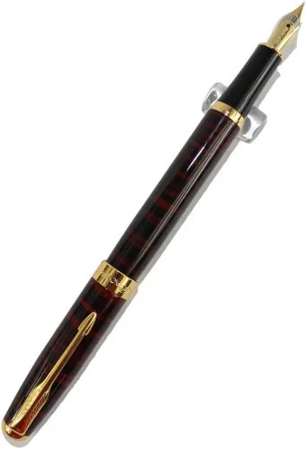 Vista 3 de Gullor Pluma estilográfica Executive Arrow Iridium Medium Nib 388 Rayas negras y rojas