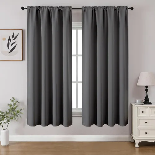Vista 54 de CUCRAF - Cortinas opacas beige de 45 pulgadas, juego de 2 paneles con bolsillo para barra, cortinas para oscurecer dormitorios y sala de estar