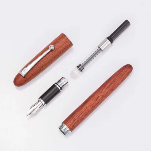 Vista 7 de JINHAO 9026 - Pluma estilográfica de punta fina con cuerpo y tapa de madera (palisandro)