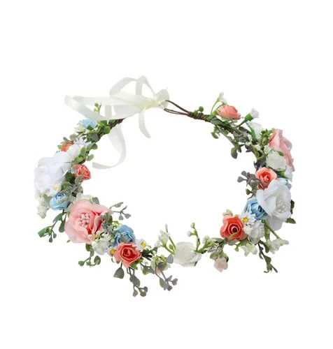 Vista 12 de Corona floral para mujer, diadema floral para el cabello, corona de flores, halo bohemio, fiesta, baile de graduación, fotos
