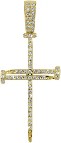 Vista 9 de JINAO Cadena de Cruz para Hombres Collar de Cruz de Oro Chapado en Oro de 14K Cadena de Cruz de Clavo Grande con Circonitas Cúbicas Colgante Joyería