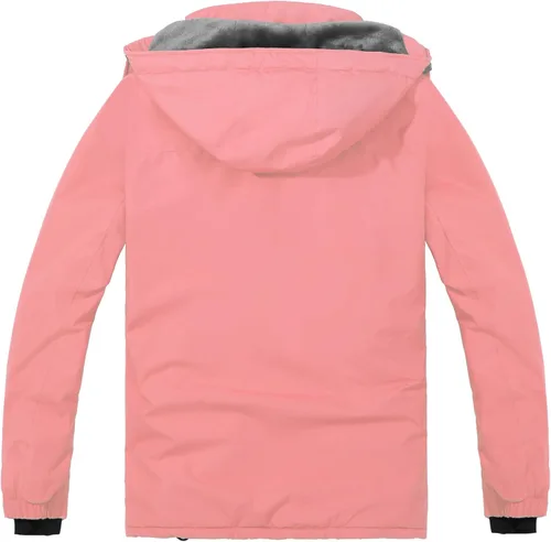 Vista 3 de Spmor - Chaqueta de esquí impermeable para mujer, para montaña, lluvia, abrigo de invierno, a prueba de viento, con capucha