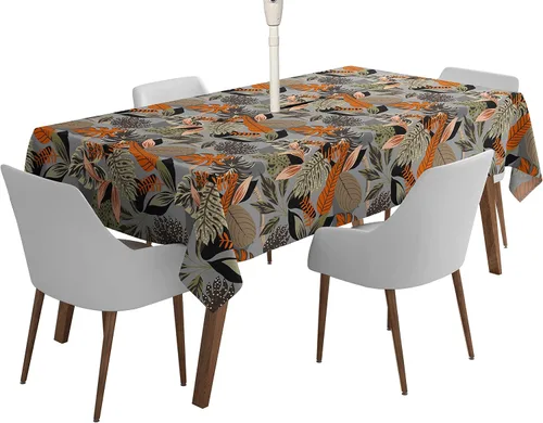 Vista 28 de Mantel cuadrado para interiores y exteriores de 58 x 58 pulgadas, mantel cuadrado impermeable para mesa de patio, manteles de primavera/verano