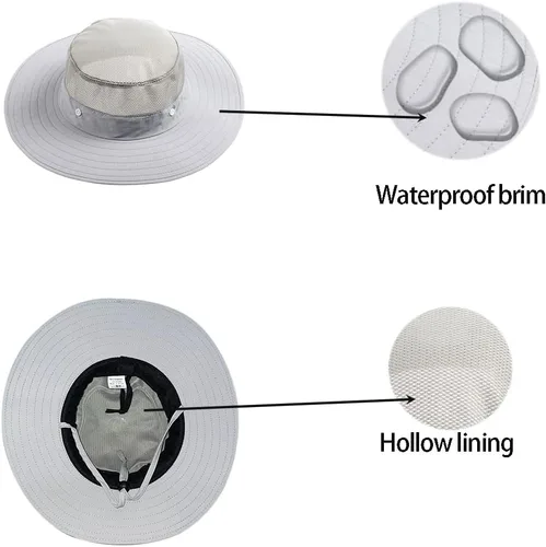 Vista 4 de Beekeeper Face Hat,Bee Veil Netting,Bug Gnat Mosquito Mask,Head Fishing Nylon Polyester Foldable,Packable Crown Brim Shield,Sun Protection