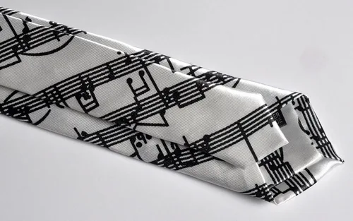 Vista 3 de Corbata estampada con notas musicales para hombres y niños, súper flaca, con tema divertido