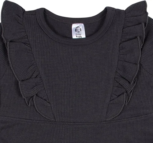 Vista 4 de Gerber Vestido de manga larga para niña pequeña con detalle de volantes Carbón