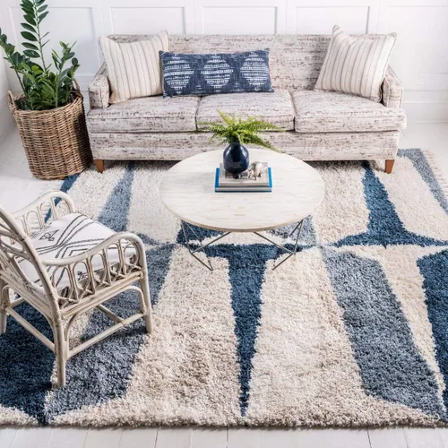 Vista 16 de Unique Loom Hygge Shag Collection - Alfombra moderna de inspiración marroquí, diseño geométrico, felpa y acogedora