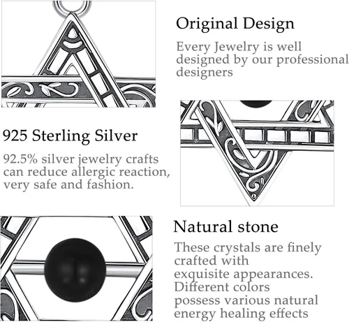 Vista 50 de CELESTIA Colgante de plata de ley 925, anillos de tetragrammaton, collar masónico, joyería de pentagrama para mujeres y hombres