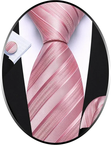 Vista 241 de Barry.Wang Juego de corbatas para hombre, corbata de seda a rayas, tejido a cuadros, gemelos formales, negocios, boda