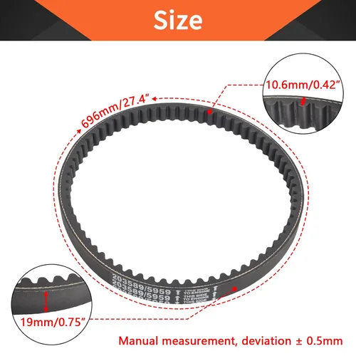 Vista 2 de Correa de transmisión Serie 30 Go Kart convertidor de par de repuesto compatible con Manco 5959 / Comet 203589 (paquete de 1)