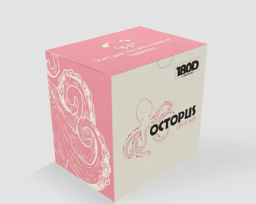 Vista 2 de Taza de café de pulpo de cerámica con mango de tentáculo, color rosa