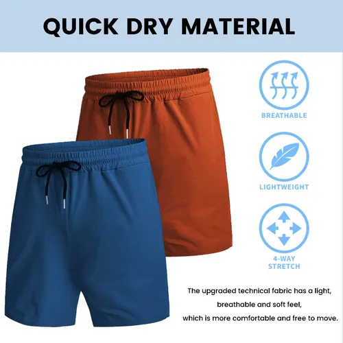Vista 4 de COOFANDY - Paquete de 2pantalones cortos de entrenamiento para hombre, diseño con bolsillos, de secado rápido, para fisicoculturismo, levantamiento