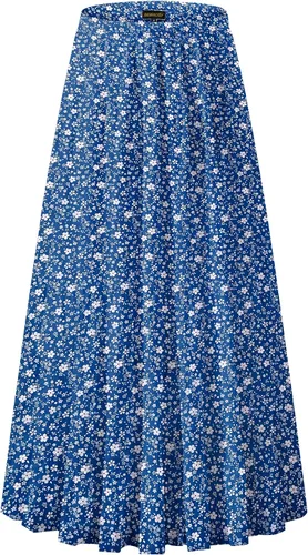 Vista 17 de NASHALYLY - Faldas largas de gasa, acampanadas, plisadas, con cintura alta y elástica para mujer Albaricoque Rosa Floral