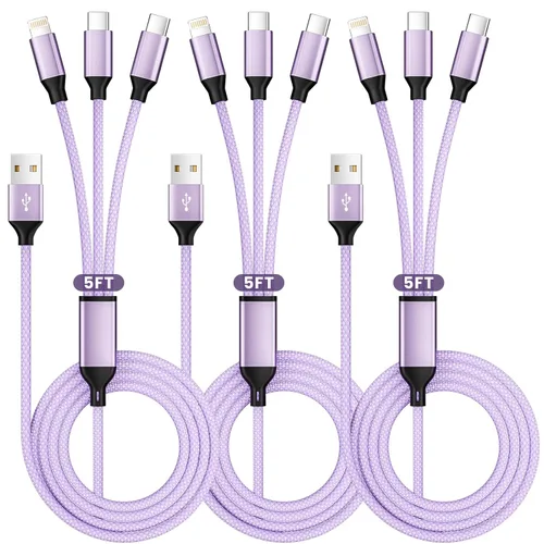 Vista 13 de Cable de carga múltiple, cable de carga 3 en 1 para múltiples dispositivos, cable USB universal con tipo C/IP/micro USB para iPhone