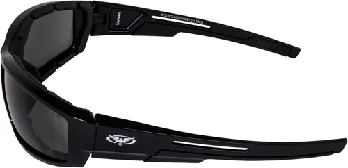 Vista 3 de Global Vision Sly - Gafas de sol acolchadas de espuma para motocicleta, montura negra Humo