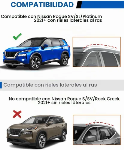 Vista 2 de Wonderdriver Barras Transversales de Techo Bloqueables 260lb Compatibles con Nissan Rogue 2021-2026 (con Rieles de Techo Empotrados), Rieles