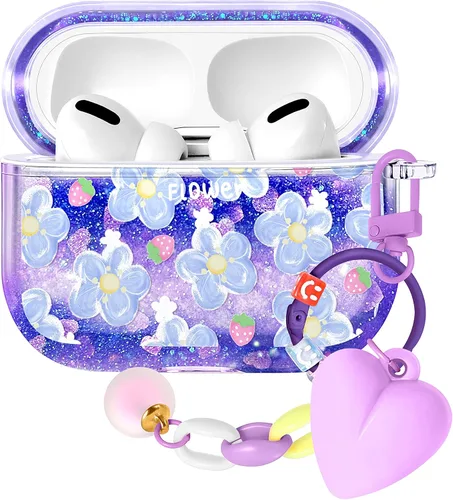 Vista 8 de Funda para Apple para Airpods 4 Case 2024 - Arena Movediza Líquida Arte Artístico Estético Funda Mujer Chica Mujeres Brillante Brillo Purpurina