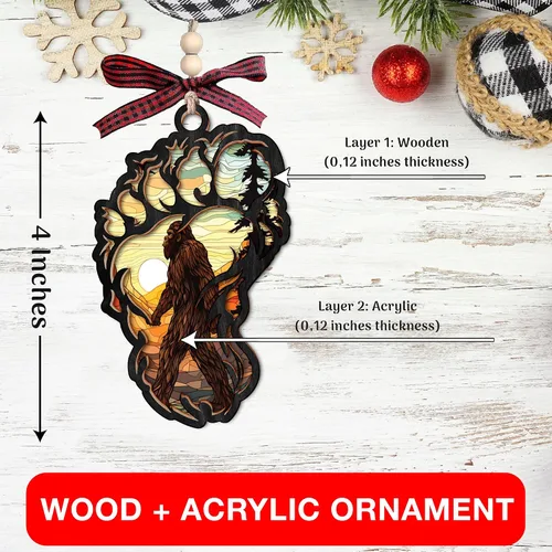 Vista 3 de Adorno de Pie Grande: regalo perfecto para Navidad, tesoros únicos de pie grande para exhibición de árbol de Navidad, atractivo adorno de Sasquatch