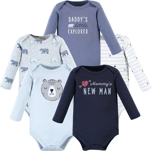 Vista 44 de Hudson Baby baby-boys Cotton Long-sleeve Bodysuits 5-pack