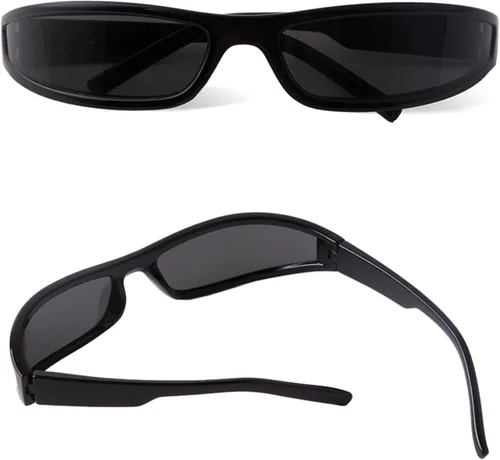 Vista 4 de Y2K - Lentes de sol envolventes para mujeres y hombres, lentes de sol rectangulares de marco estrecho pequeño de los años 90 para deportes futuristas