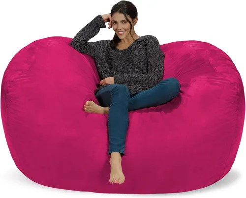 Vista 15 de Silla de saco puf Chill Sack: Bolso de muebles de espuma viscoelástica de 6 pies y tumbona grande – Sofá grande con funda de microfibra suave - Negro