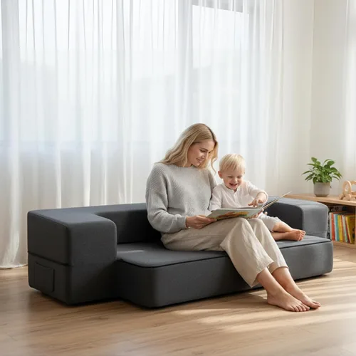 Vista 3 de HonTop Sofá Cama Plegable Moderno de 10 Pulgadas con Espuma Viscoelástica, Sofá Futón Completo Silla Reclinable para la Sala de Estar, Colchón