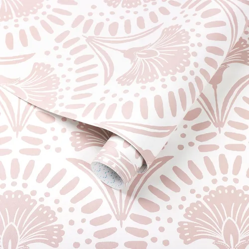 Vista 25 de Timeet - Papel pintado floral blanco y rosa, papel de pared moderno, papel de contacto para despegar y pegar, autoadhesivo, extraíble