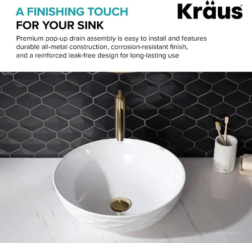 Vista 3 de Kraus Drenaje extraíble en oro cepillado, PU-10BG