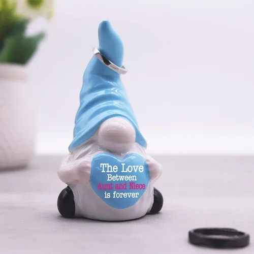 Vista 3 de GRH009 - Regalos para tía y sobrina - El amor entre tía y sobrina es para siempre, bonito soporte de anillo de gnomo de cerámica para tía, sobrina