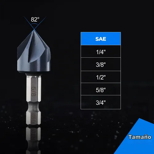 Vista 5 de toolant Broca Avellanadora de Cobalto Noir-Ti de 1/2" (Pro), Recubierta con Nitruro de Aluminio y Titanio con Vástago Hexagonal de Cambio Rápido
