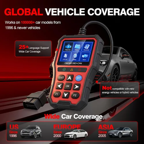 Vista 8 de Herramienta de diagnóstico del escáner OBD2, lector de código de coche con probador de batería, lector de código del motor con reinicio OBDII, fecha