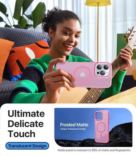 Vista 6 de Funda magnética para iPhone 12 Pro Max, [probada en caídas militares de 10 pies] [compatible con MagSafe] a prueba de golpes, delgada, translúcida