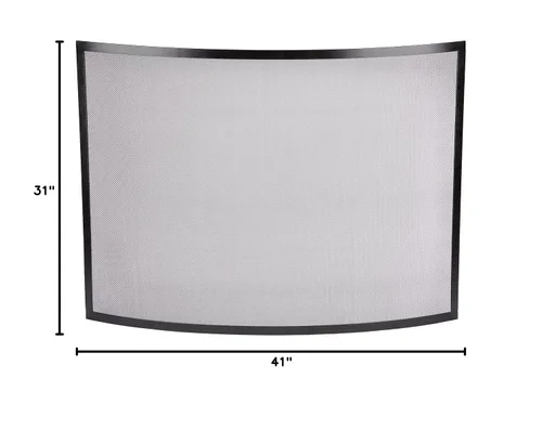 Vista 9 de UniFlame, S-1042, pantalla negra curvada de la chimenea del hierro forjado del solo panel