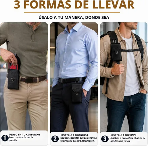 Vista 2 de Funda de piel para cinturón con clip para cinturón Negro