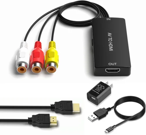 Vista 7 de Dingsun Convertidor RCA a HDMI, adaptador AV a HDMI, convertidor de audio compuesto/CVBS/video compatible 1080P/720P para HD