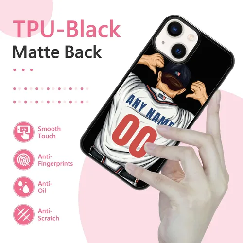 Vista 6 de Custome - Funda de teléfono de béisbol, diseño creativo de béisbol deportivo con número de estrella para iPhone 11, 12, 13, 14, 15 Pro Max Plus Mini