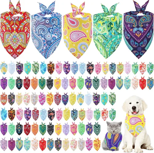 Vista 8 de Chunful - 50 bandanas de verano para perros y mascotas, bufandas triangulares a granel, babero, disfraz de mascota de temporada, traje de gato