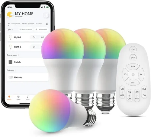 Vista 12 de BroadLink Kit de inicio inteligente para el hogar: incluye 3 bombillas, 1 interruptor de escena y 1 concentrador, utiliza tecnología FastCon