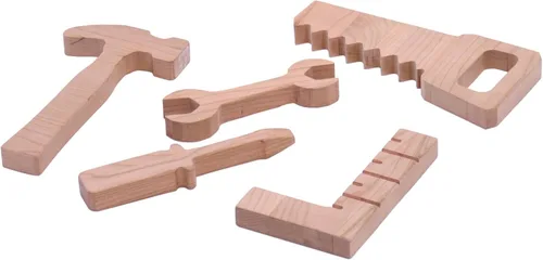 Vista 3 de Juego de herramientas de juguete para niños, juego de herramientas de juguete de madera de 6 piezas